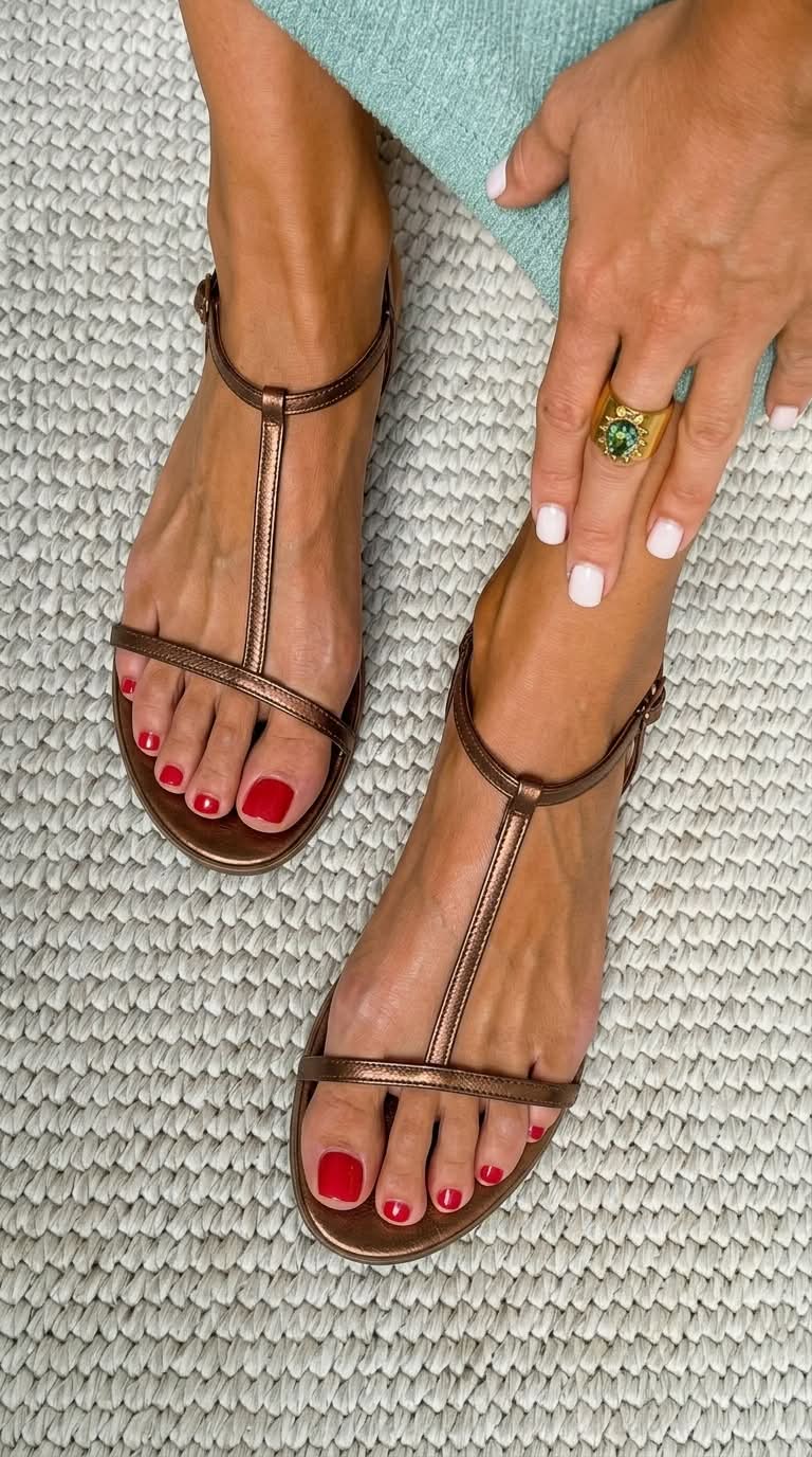 Bianca™| Sandálias Douradas de Verão