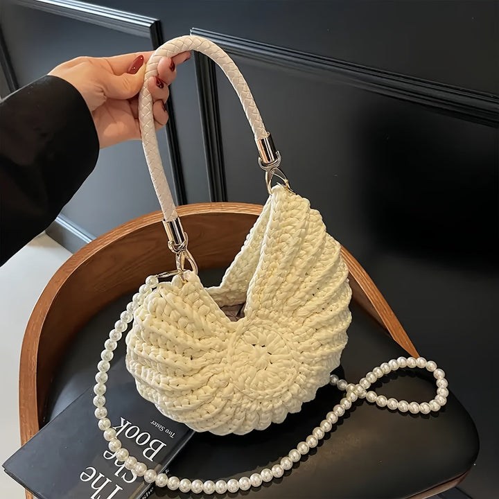 Tamara | Bolsa Tote Trançada com Alça de Corrente - Branco Panna