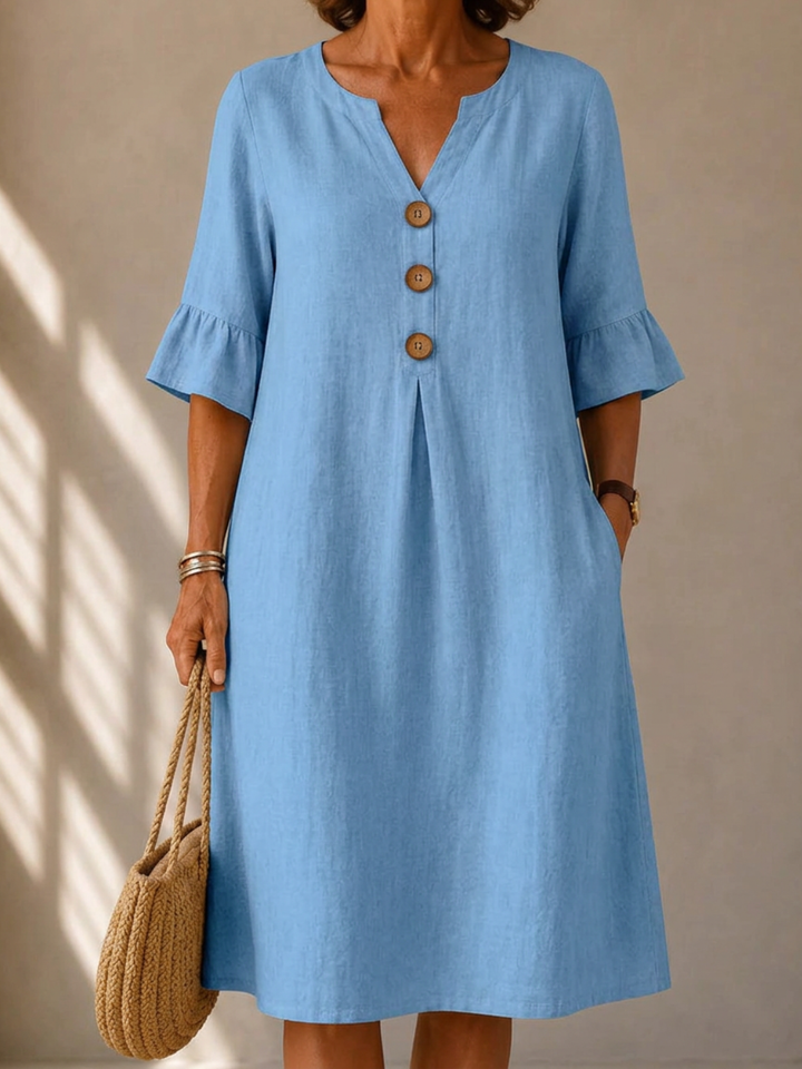 DELACROIX | Vestido Botonado Pli Creux Charlotte