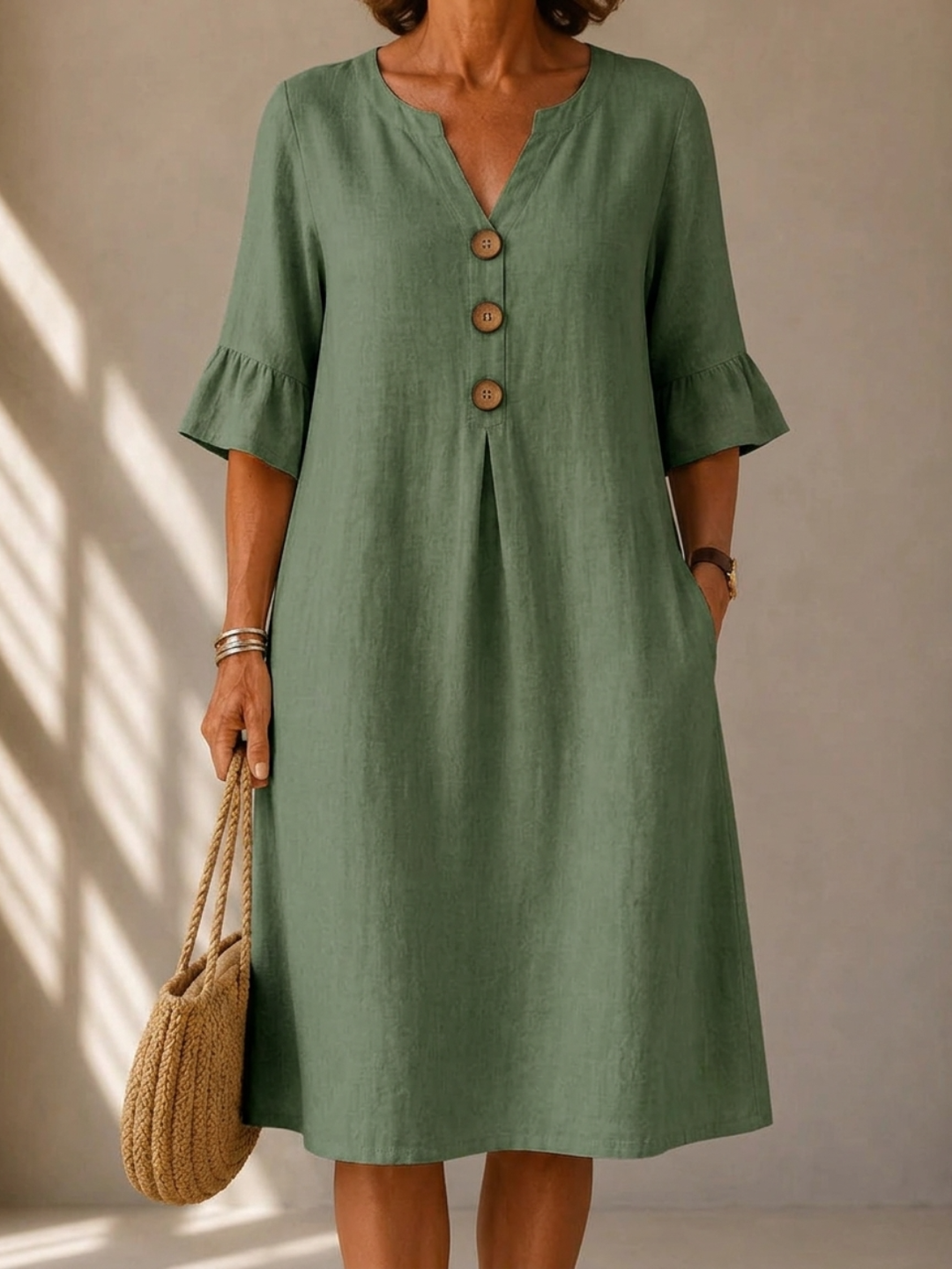 DELACROIX | Vestido Botonado Pli Creux Charlotte