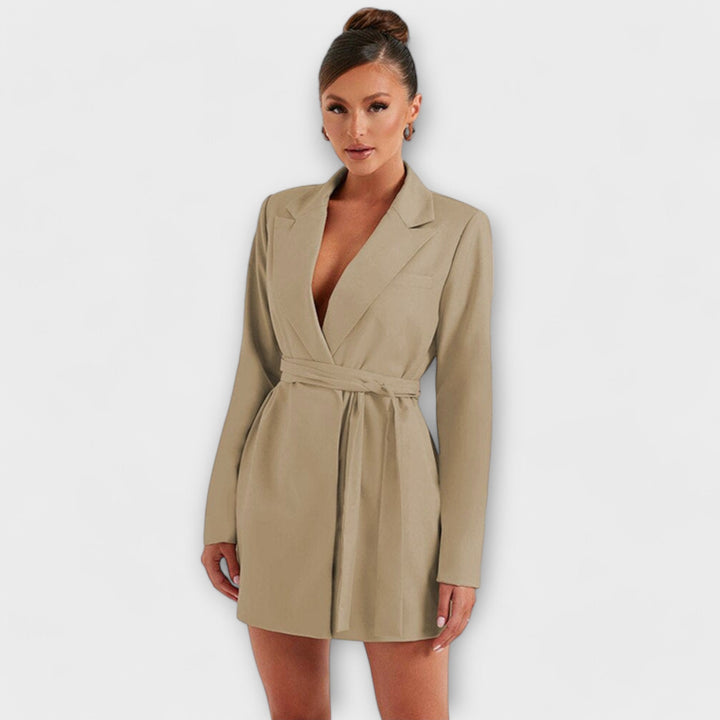 Vestido blazer com decote em V
