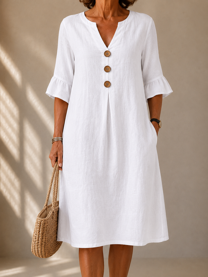 DELACROIX | Vestido Botonado Mangas Corolle Nicole