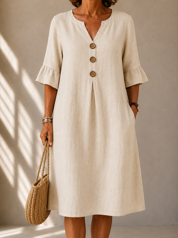 DELACROIX | Vestido Botonado Pli Creux Charlotte