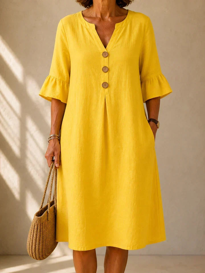 DELACROIX | Vestido Botonado Pli Creux Charlotte