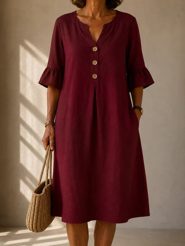 DELACROIX | Vestido Botonado Pli Creux Charlotte