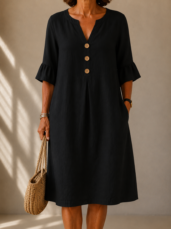DELACROIX | Vestido Botonado Corte Fluido Isabelle
