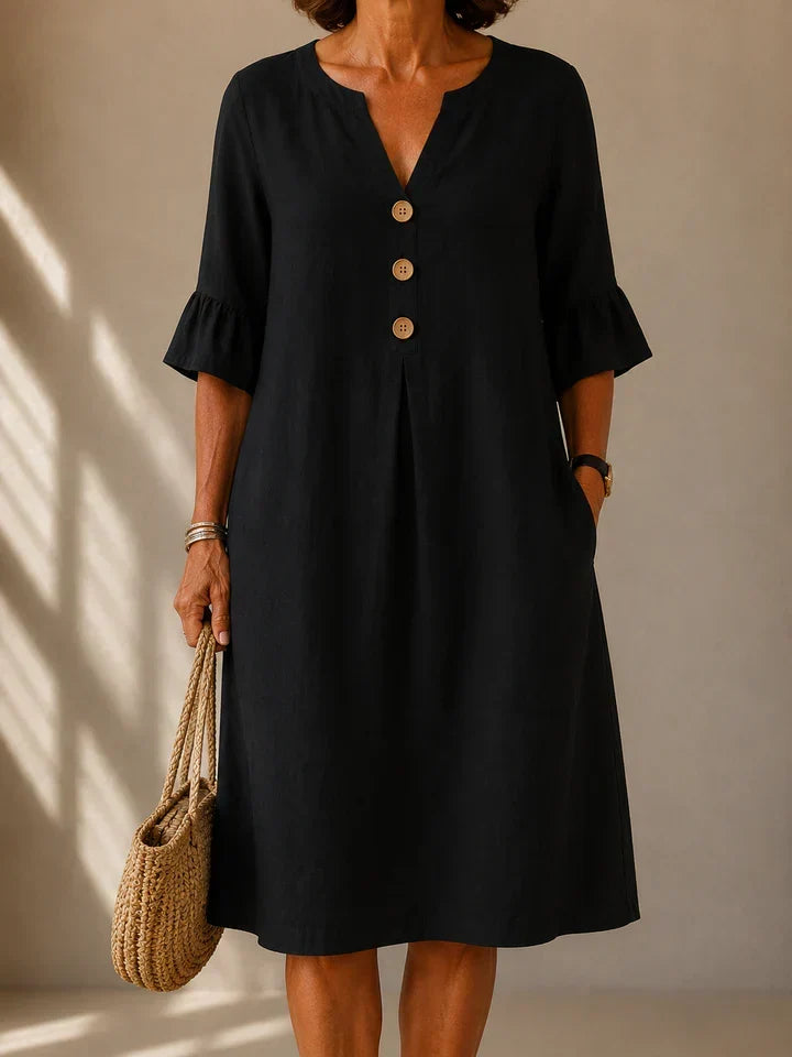 DELACROIX | Vestido Botonado Pli Creux Charlotte