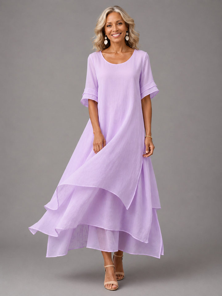Liora | Vestido Longo Fluido com Volantes