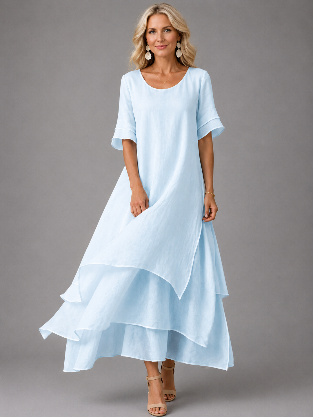 Liora | Vestido Longo Fluido com Volantes