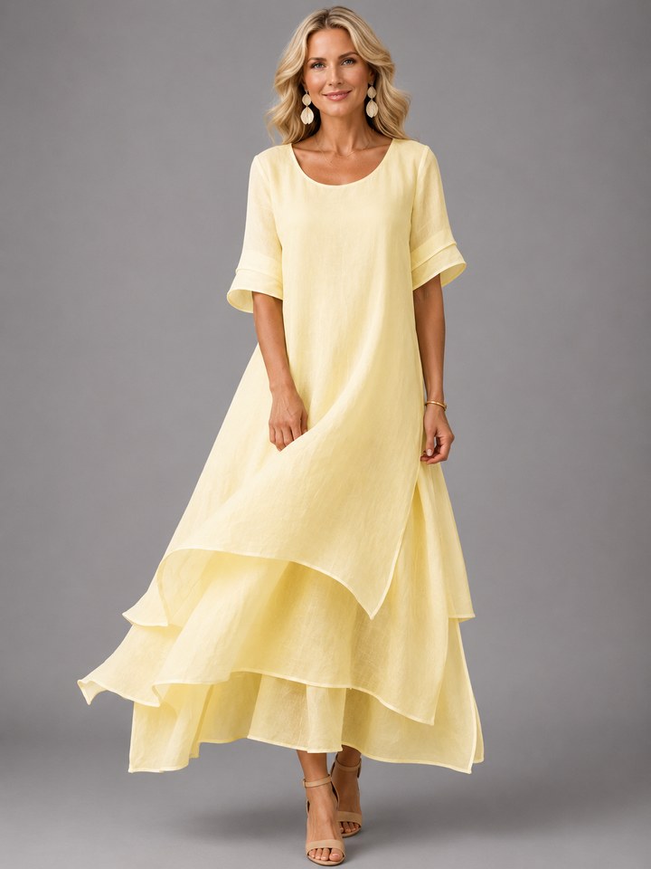 Liora | Vestido Longo Fluido com Volantes