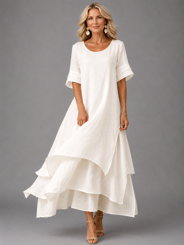 Liora | Vestido Longo Fluido com Volantes
