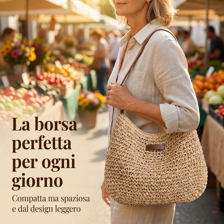 Cinzia | Bolsa Elegante de Trança - Areia