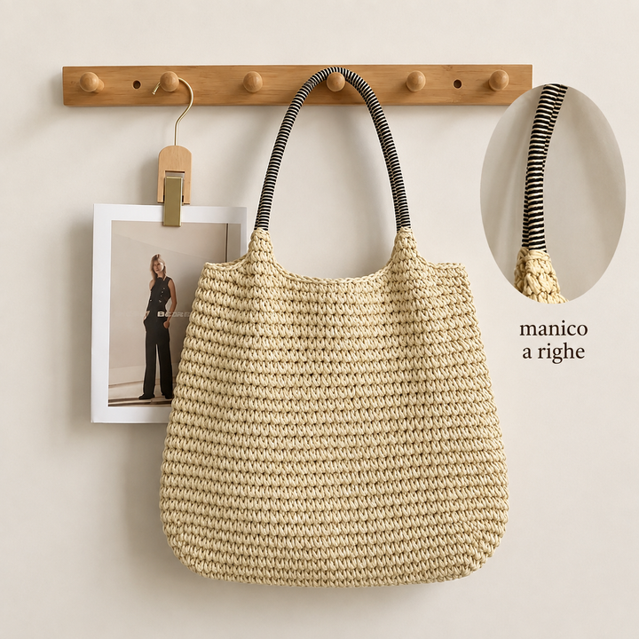 Natalina | Bolsa de Ombro em Palha Trançada - Natural