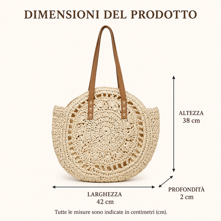 Lisa | Bolsa Redonda em Palha Trançada - Bege