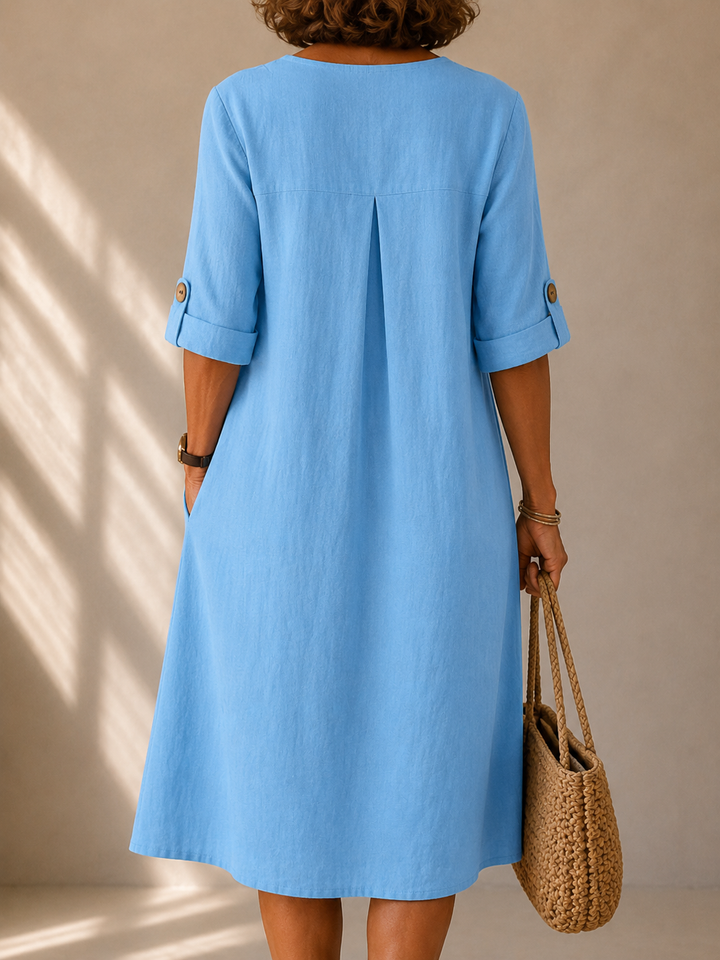 DELACROIX | Vestido Botonado Mangas Ajustáveis Marie