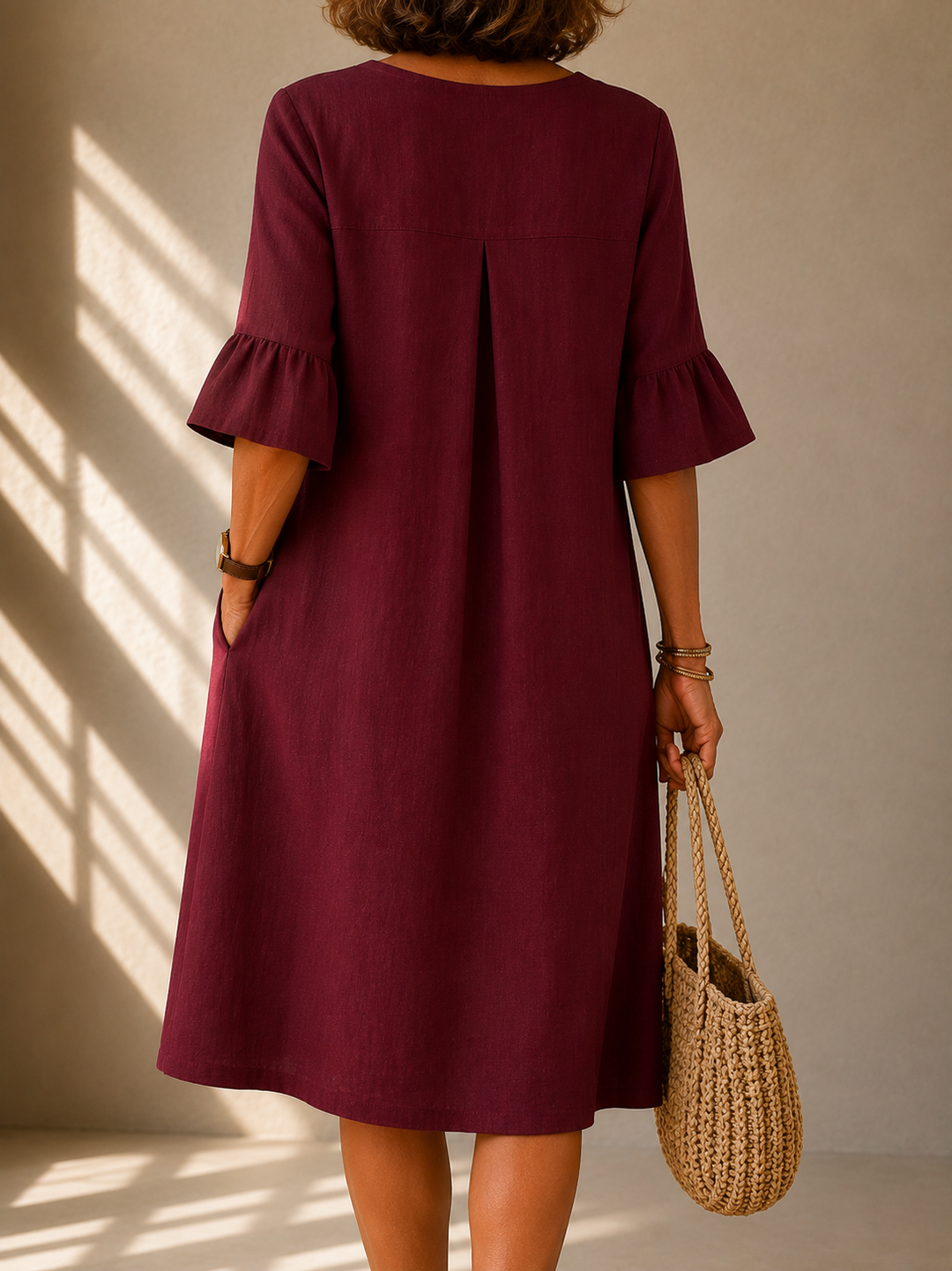 DELACROIX | Vestido Botonado com Mangas Volantes Brigitte