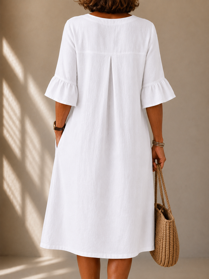 DELACROIX | Vestido Botonado Mangas Corolle Nicole