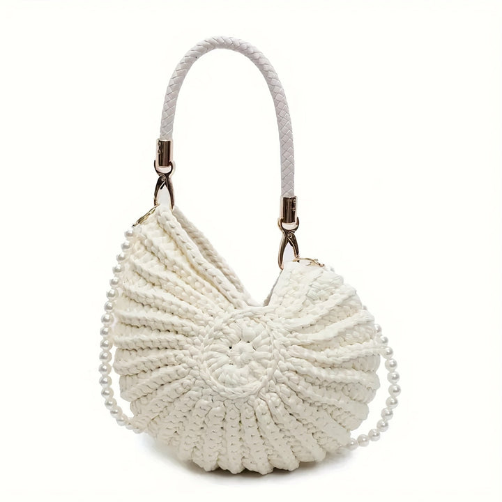 Tamara | Bolsa Tote Trançada com Alça de Corrente - Branco Panna