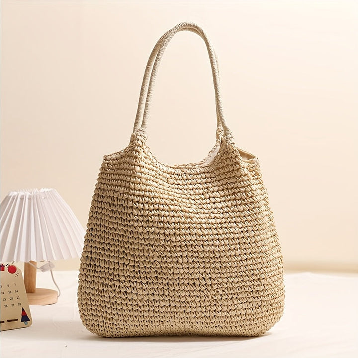 Manuela | Bolsa de Ombro em Palha Trançada - Natural Claro