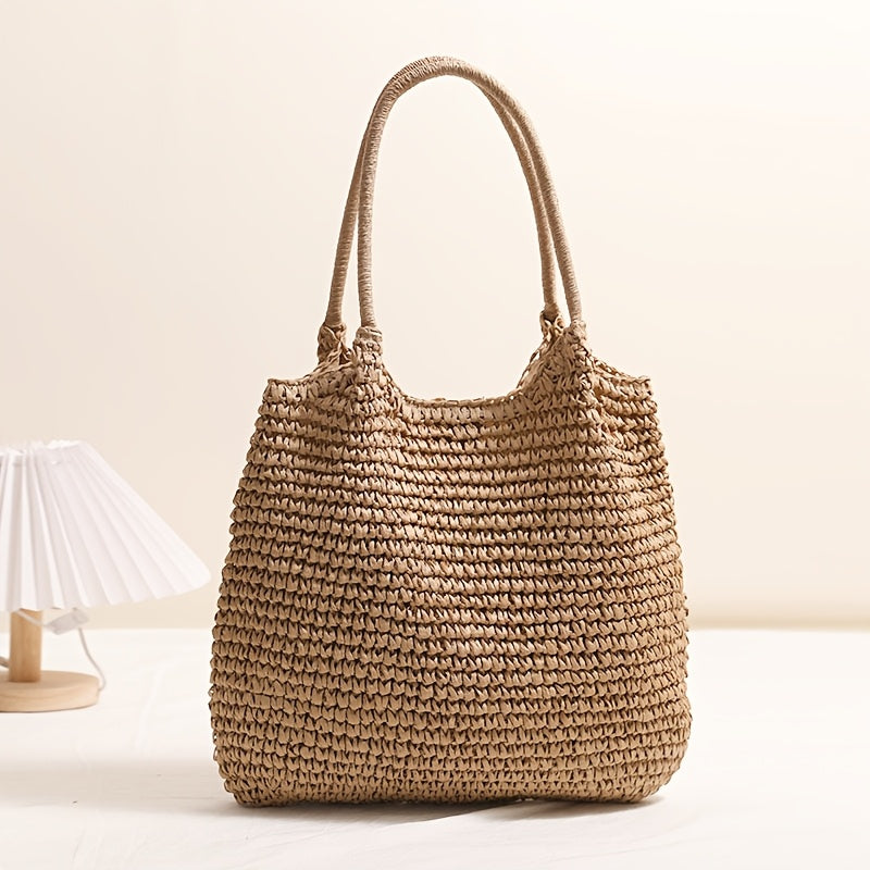 Marisol | Bolsa de Ombro em Palha Trançada - Avelã