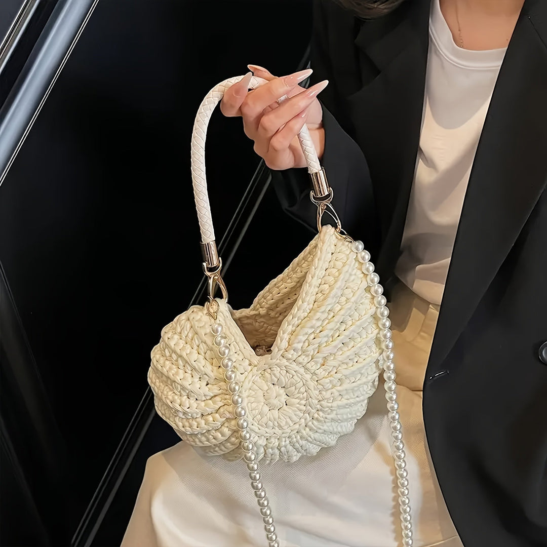 Orsola | Bolsa Tote Trançada com Alça de Corrente - Preto