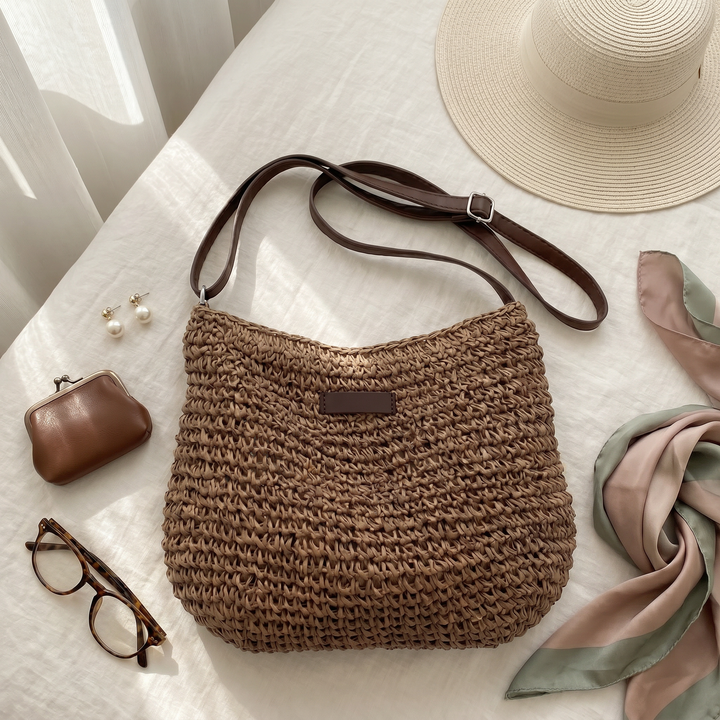 Dina | Bolsa Trançada Elegante - Castanho Escuro