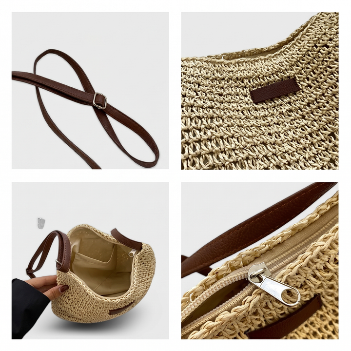 Dina | Bolsa Trançada Elegante - Castanho Escuro